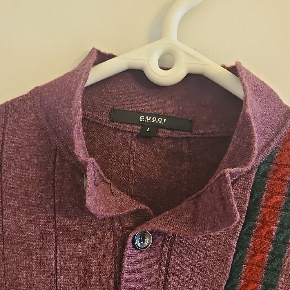 Gucci Purple Crewneck Sweater with Stripe Detail - Picture 2 of 8